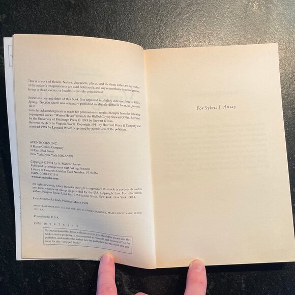 "Vinegar Hill," by A. Manette Ansay, 1998 Avon Books Paperback Edition - Picture 3 of 5